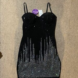 Windsor Black and Silver Sequin Mini Dress